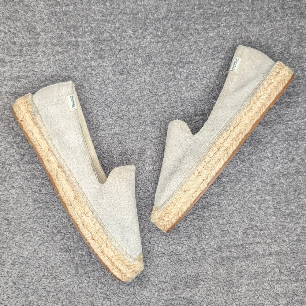 Soludos Suede Espadrille Platform Smoking Slippers Grey Women's 7.5 - Picture 7 of 12